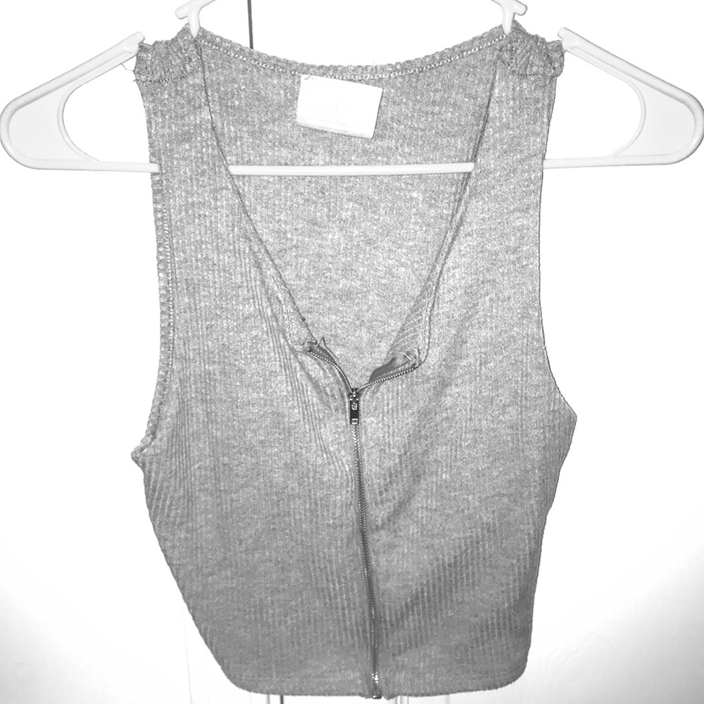 sexy grey zip up crop top size medium